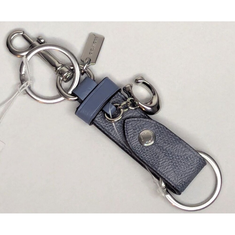 Coach Trigger Snap Bag Charm - Silver/Chambray, NWT - Picture 2 of 5